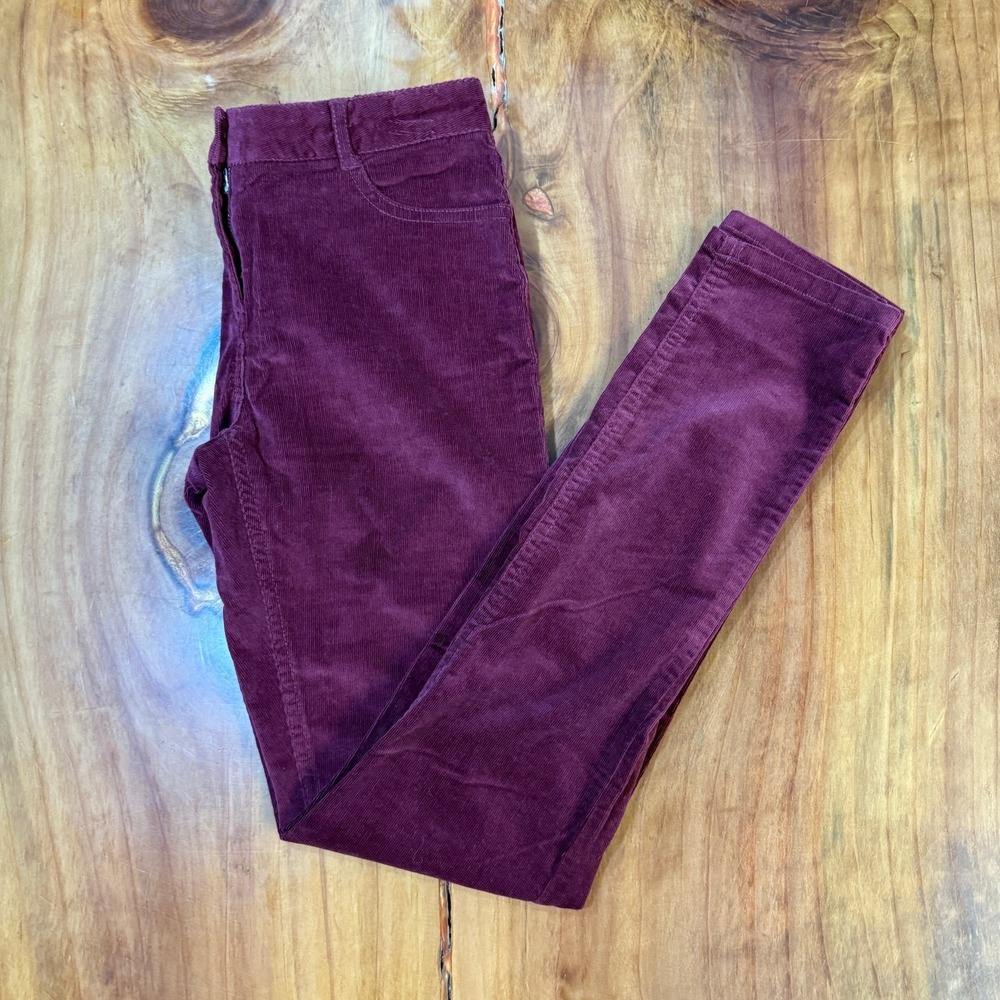 NEW Jacadi Essentials Women's Pants L 28 x 30.5 Skinny Burgundy Corduroy YY5